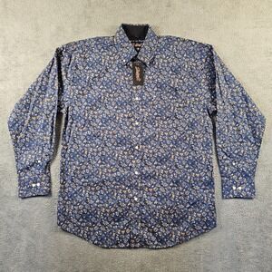 NEW Rafter C Mens Paisley Western Button Down Shirt Blue Gold Large